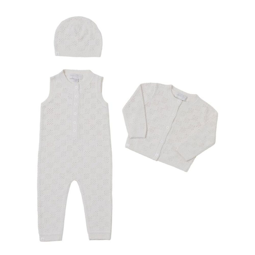 Barefoot Dreams  Cozychic Checkered Pointelle Baby Set, Cream